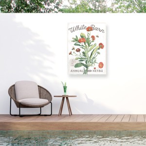 "White Barn Flowers IV" Outdoor Canvas - 1 of 4