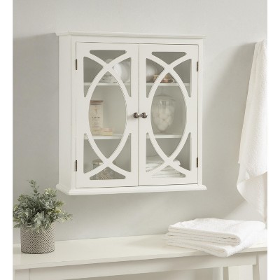 Quinlan 24" White Wood Wall Cabinet with Glass Doors