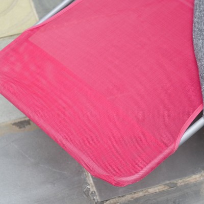 Outsunny Portable Mesh Chaise Lounge Chair, 5-Position Reclining, Pink & Silver
