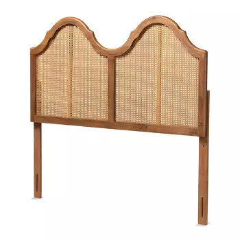 Queen Iris Vintage Wood And Synthetic Rattan Arched Headboard Walnut ...