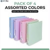 3 Ring Binder (4 Pack) Pastel Flexible Binders Round Ring with Pocket, for School Supplies in Blue, Purple, Pink and Green - 3 of 4