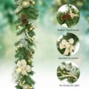6 FT Pre-Lit Holiday Garland with 20 LED Lights for Front Door, Red & White Christmas Decoration with Bows, Berries, Ball Ornaments Xmas Flowers - 3 of 4
