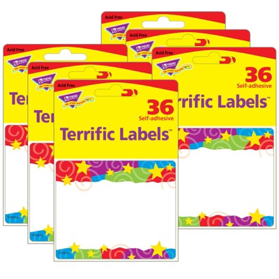 TREND Stars 'n Swirls Terrific Labels, 36 Per Pack, 6 Packs