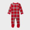 Baby Plaid Ribbed Holiday Matching Family Footed Pajamas - Wondershop™ Red - 2 of 4