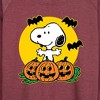 Women's - Peanuts - Snoopy Pumpkin Patch Lightweight French Terry Wide Neck Long Sleeve Shirt - 2 of 4