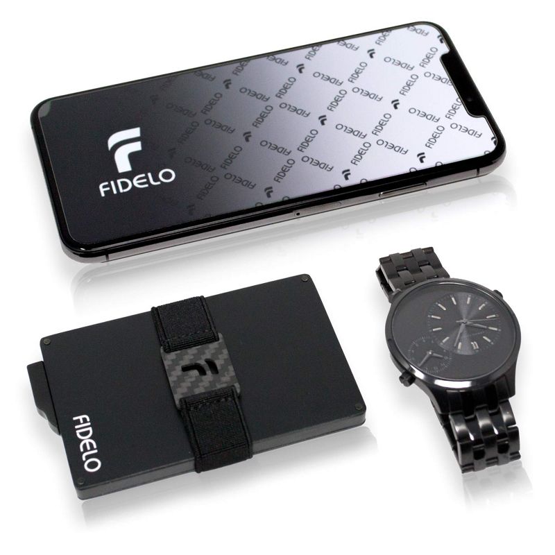 Fidelo RFID Blocking Minimalist Slim Credit Card Holder and Money Clip, 3K Carbon Fiber, 2 of 4