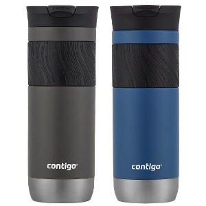 Contigo Byron 2.0 Stainless Steel Travel Mug with SNAPSEAL Lid and Grip, 20 oz, Sake & Blue Corn, 2-Pack - 1 of 4