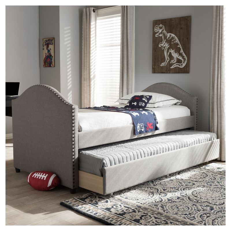 Twin Alessia Modern and Contemporary Fabric Upholstered Daybed with Guest Trundle Bed - Baxton Studio, 6 of 7