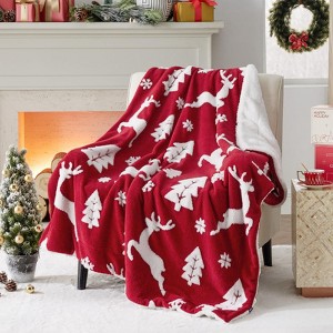 Christmas Throw Blanket For Couch - Christmas Decorations Gifts For Women, Warm Throw Blanket, Red 50"X60" - 1 of 4