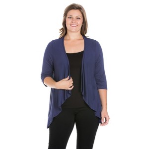 24seven Comfort Apparel Women's Plus Elbow Length Open Cardigan - 1 of 4