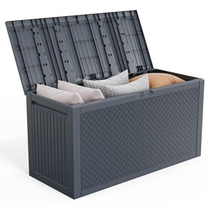 Karl Home 90 Gallons Gray Plastic Lockable Deck Box Outdoor Indoor Storage - 1 of 4