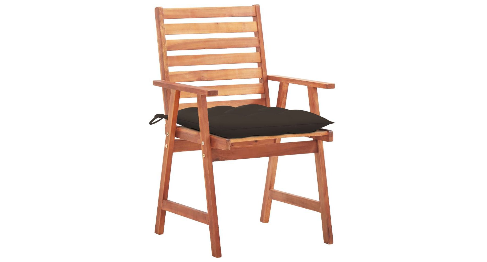 vidaXL 2X Solid Acacia Wood Patio Dining Chairs with Cushions Garden Outdoor Lawn Terrace Balcony Wooden Seat Seating Sitting Dinner Chair Furniture