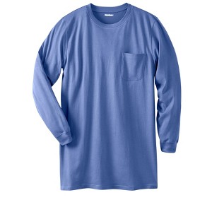 KingSize Men's Big & Tall Shrink-Less Lightweight Longer-Length Long-Sleeve Crewneck Pocket Tee - 1 of 4