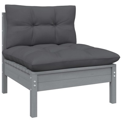 vidaXL Patio Middle Sofa - Comfortable Garden Lounge Furniture with Anthracite Cushions - Durable & Sturdy Solid Pinewood Construction - Gray