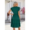 Women's Summer Casual Dress V Neck Short Sleeve Midi Sundress Party Dress Flowy Tiered Beach Dresses - 2 of 4