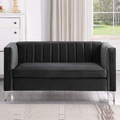 55 in. Wide Mid-Century Channel Tufted Velvet 2-Seater Sofa Couch Loveseat - Morden Fort