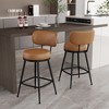 Dyonery Bar Stools Set of 2, 26" Height Mid Century Modern Swivel Counter Height Barstools with Back, Metal Base,Faux Leather - Green - 2 of 4