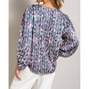 Women's Retro Print V Neck Bubble Sleeve Blouse - ee:some - image 4 of 4