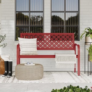 GRANDPATIO Carved-back Floral Garden Bench - 1 of 4