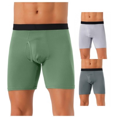 INSPIRE CHIC Men's 3 Pack Lightweight Solid Color Open-fly Basic Boxer Briefs