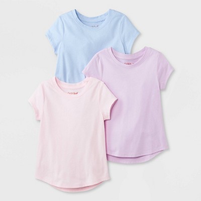 Toddler Girls' 3pk Solid Short Sleeve T-shirt - Cat & Jack™ Purple/pink/blue  : Target