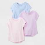 Toddler Girls' 3pk Solid Short Sleeve T-Shirt - Cat & Jack™ Purple/Pink/Blue