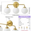 POWLIG 18.89-in 3-Light Gold Bathroom Vanity Lighting with Milk White Glass Globe Shades - 3 of 4