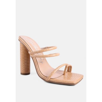 Tempt Me Croc Textured High Block Heel Sandals