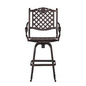 GDFStudio Decatur Outdoor Cast Aluminum Adjustable Swivel Barstool - 1 of 4