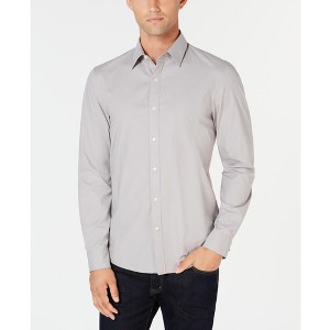 Michael Kors Mens Trim Stretch Button Up Shirt, Grey, Large - 1 of 1