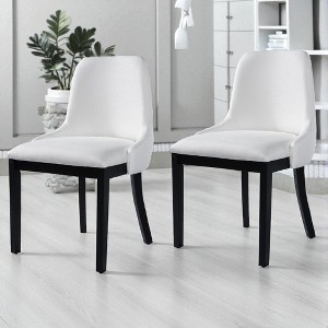Set of 2 Farmhouse Wooden Dining Chairs with Upholstered Seats, Cutout Backrest, Rubberwood Frame for Dining or Living Room - 1 of 4