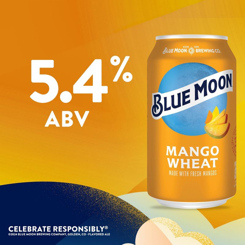 Blue Moon Mango Wheat Ale Beer - 6pk/12 fl oz Cans, 2 of 10