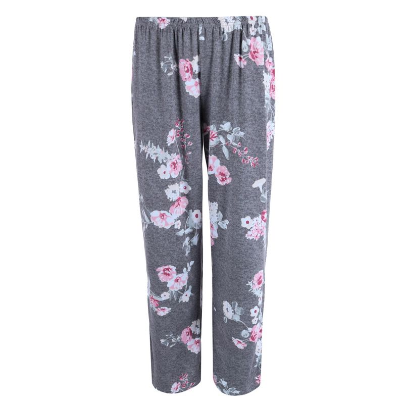 PJ Couture Women's Floral Print Notch Collar Pajama Set, 3 of 4