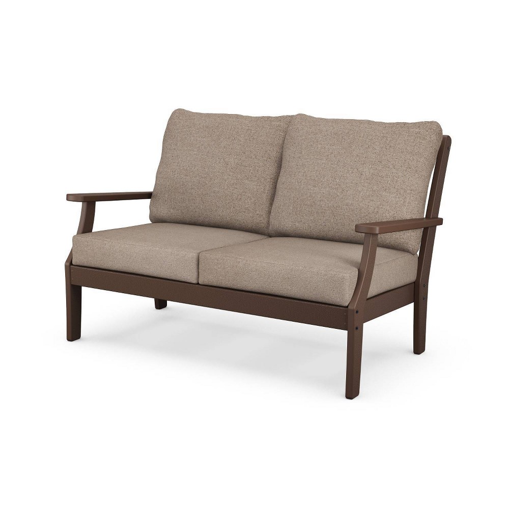 Photos - Sofa POLYWOOD Braxton Deep Seating Outdoor Patio Loveseat Mahogany/Spiced Burlap: Weather-Resistant, 2-Person Capacity