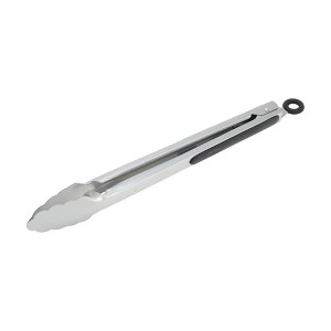 Unique Bargains Serving Tongs Lace Edge Food Tong 12-Inch Dishwasher Safe Stainless Steel Silicone 1Pcs - 1 of 3