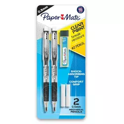 Paper Mate Clear Point Break Resistent #2 Mechanical Pencils with Eraser & Refill 0.7mm Black
