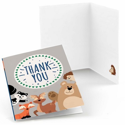 Big Dot of Happiness Stay Wild - Forest Animals - Woodland Baby Shower or Birthday Party Thank You Cards (8 count)