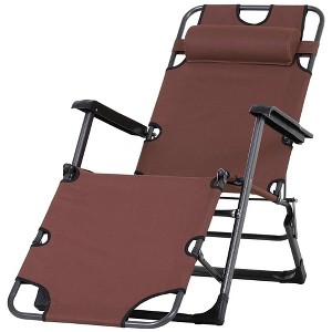 Resenkos Lounge Chair Outdoor, Patio Lounge Chair,Folding Chaise Lounge Chair for Outside, 2-in-1 Tanning Chair with Pillow & Pocket, Red - 1 of 4