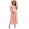 Women Casual Wrap V Neck Ruffle Hem Midi Sun Dress with Belt - 2 of 3