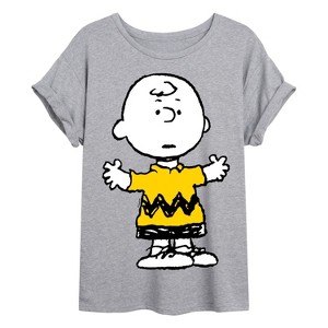 Women's - Peanuts - Charlie Brown Standing- Women's Oversized Graphic T-Shirt Oversized Graphic T-Shirt - 1 of 4