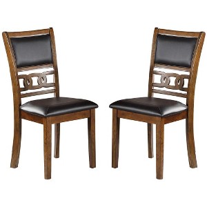 TinyHomie Dining Room Furniture Set of 2 Side Chairs Cushion Seats Unique Back Kitchen Breakfast Chairs - 1 of 4