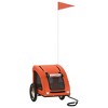 vidaXL Pet Bike Trailer for Small Dogs - Orange Oxford Fabric/Strong Iron Frame/Ventilated with Cover, Reflectors & Safety Flag - 2 of 4