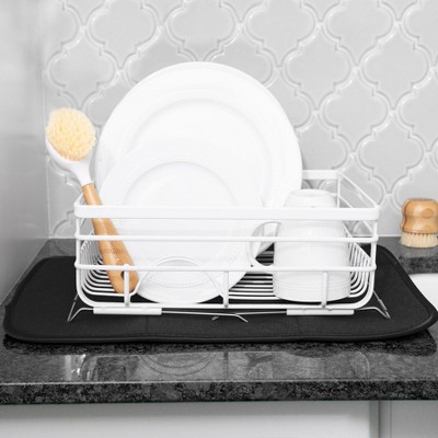 Black Microfiber Reversible Foldable Dish Drying Mat Set
