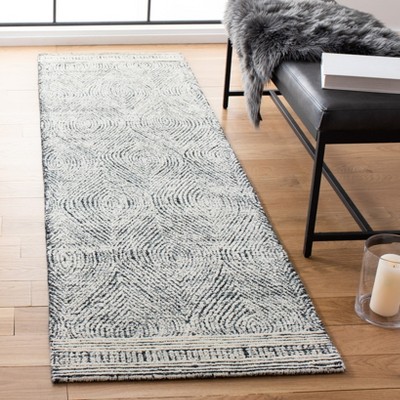 Handmade Ivory & Charcoal Wool Abstract Area Rug 8' x 10'