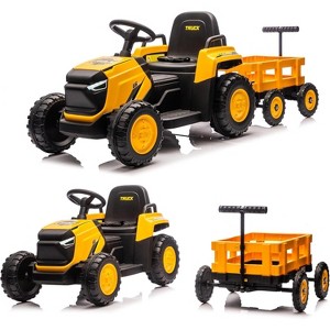 12V 8-Wheel Toddler Ride on Tractor - Detachable Garden Cart, Remote Control, Ages 3-8, 66Lbs Max Load, Kids Road On Car - 1 of 1