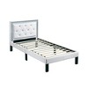 Royal Hampton Twin Bed with Silver Trim, White Button Tufted Faux-Leather - 2 of 4