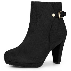 Perphy Women's Round Toe Zipper Platform Block Heel Ankle Boots - 1 of 4