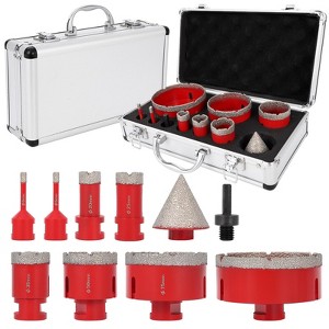 Diamond Tile Hole Saw Kit 10pcs, for Tile Porcelain Ceramic Marble with Chamfer Drill Bit and Hexagonal Shank Adapter - 1 of 4