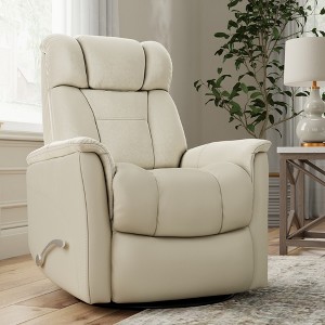 Global Home Bentley Leather Swivel Glider Recliner with Manual Adjustable Headrest & Footrest - 1 of 4