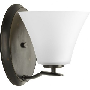 Progress Lighting Bravo 1-Light Wall Sconce, Antique Bronze, Etched Glass Shade - 1 of 1